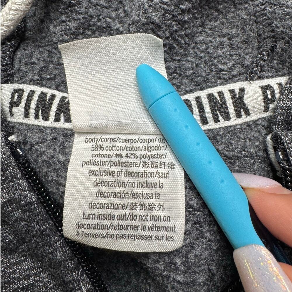 VS PINK Y2K Snap Sleeve Zip Hoodie Gray Medium - Picture 11 of 14